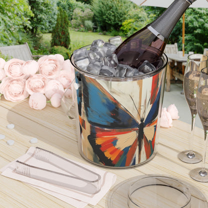 Abstract Butterfly Paradise: Ice Bucket with Tongs for Nature and Art Lovers