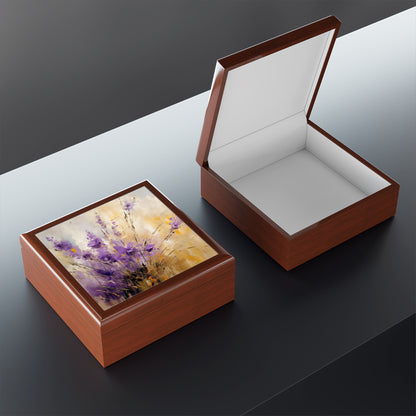 Expressive Lavender Drawing on Jewelry Box: A Symphony of Colors and Petals