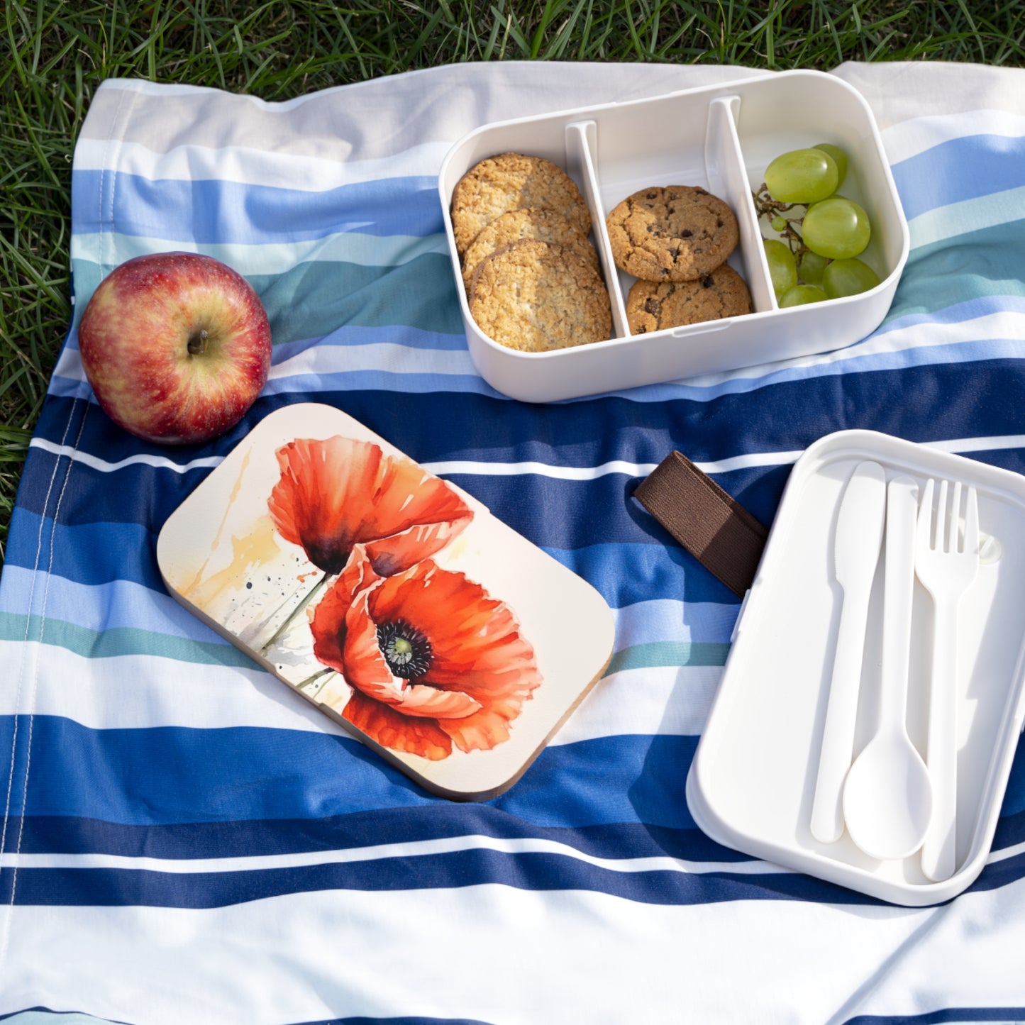 Whimsical Poppy Flower Watercolor Bento Box: An Artistic Delight