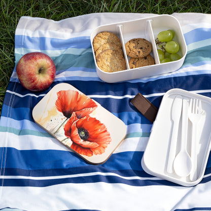 Whimsical Poppy Flower Watercolor Bento Box: An Artistic Delight