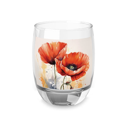 Whimsical Poppy Flower Watercolor Whiskey Glass: An Artistic Delight