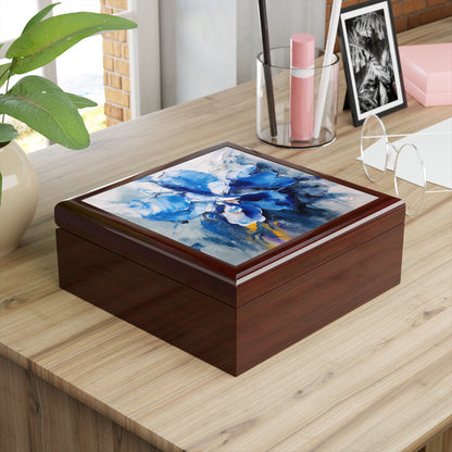 Jewelry Box with Blue Orchid Drawing: A Delicate Tribute to Nature's Splendor