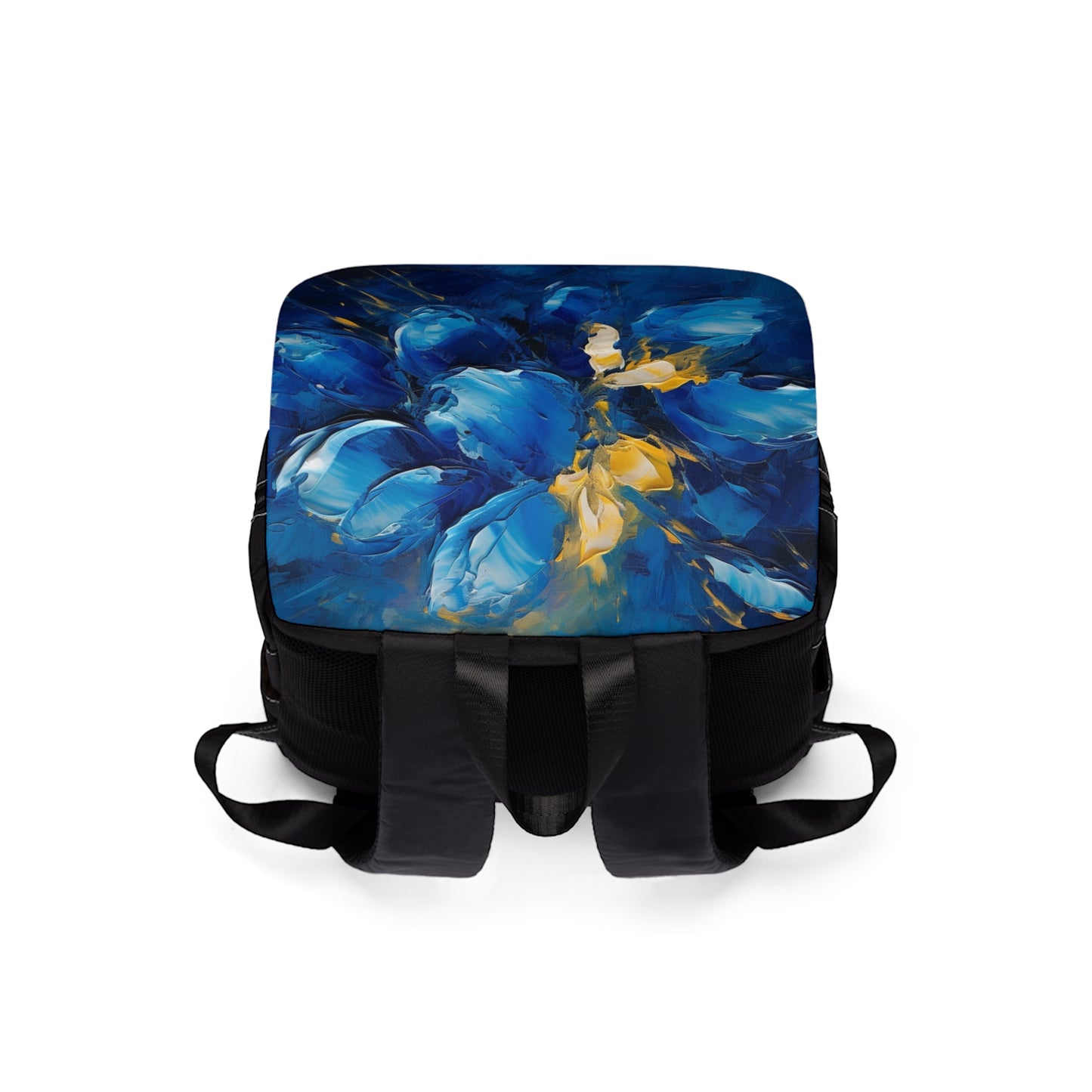 Abstract Wallpaper Unisex Casual Shoulder Backpack:Immersive Floral Beauty with Blue Orchid Motif