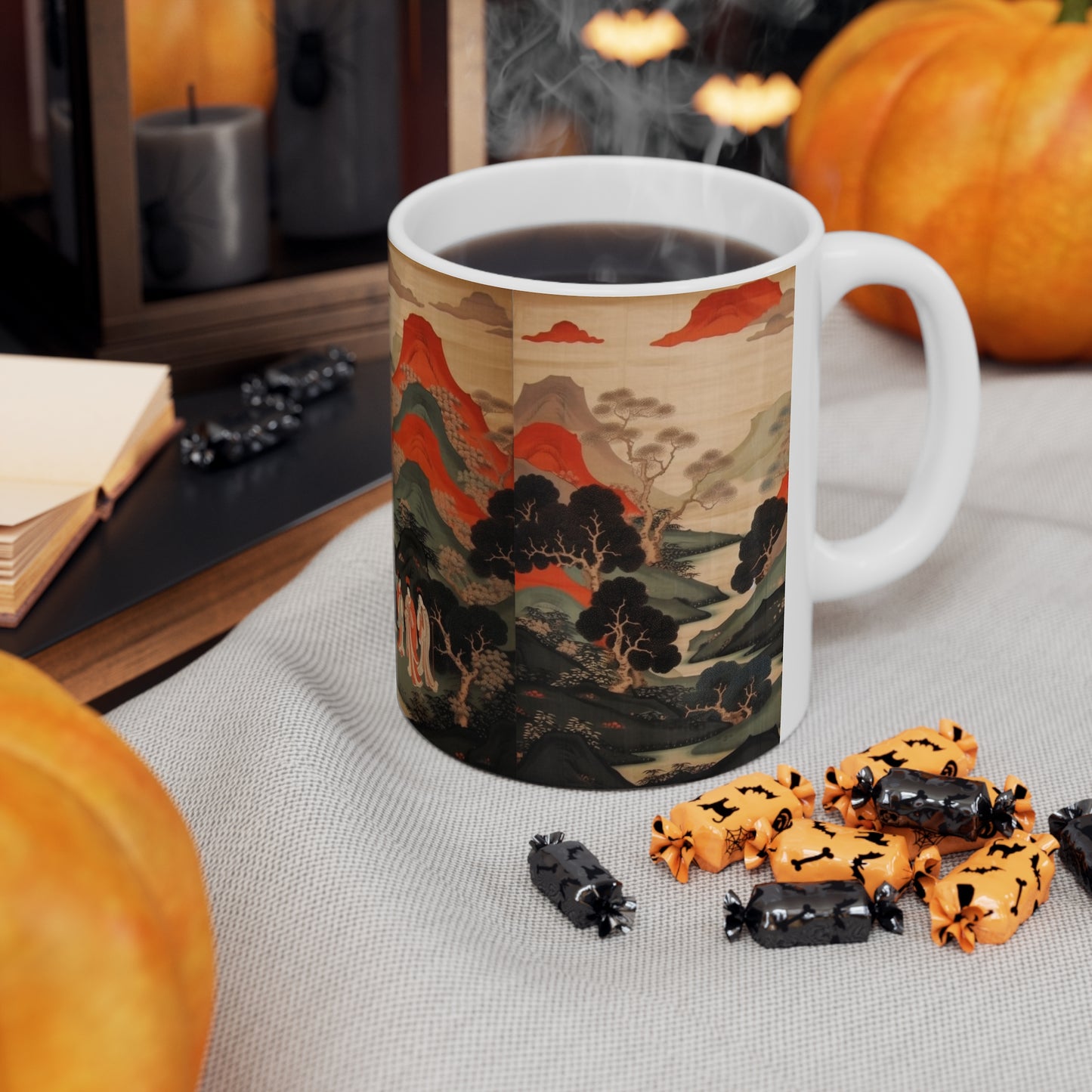 Ceramic Mug: Custom Japanese Tapestry - Infuse Your Coffee Break with Unique Artistic Expression