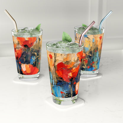 Pint Glass Paradise: Abstract Poppy Artwork and Flower Drawings