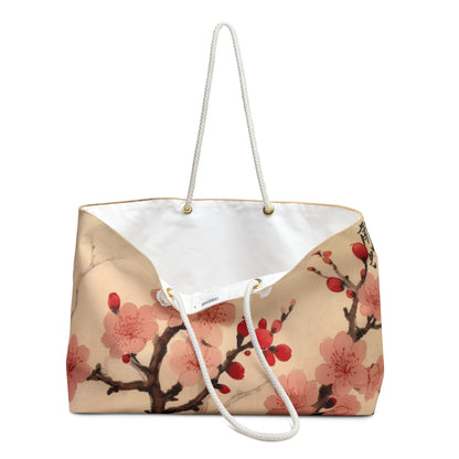 Floral Fusion: Weekender Bag Merging Cherry Blossom Beauty and Artistic Flower Drawings