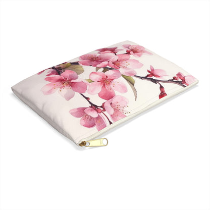 Artistic Flourish: Floral Watercolor Cherry Blossom Accessory Pouch