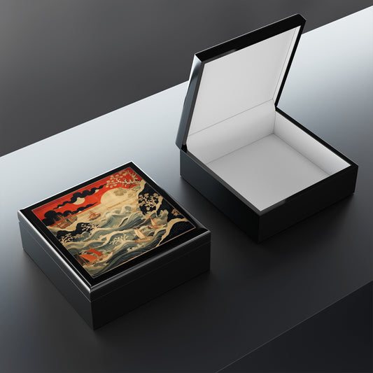 Artistic Fusion - Where Japanese Tapestry Meets the Perfect Jewelry Box