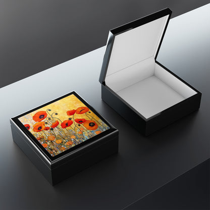 Elevate Your Sip: Jewelry Box Adorned with Gustav Klimt's Poppies