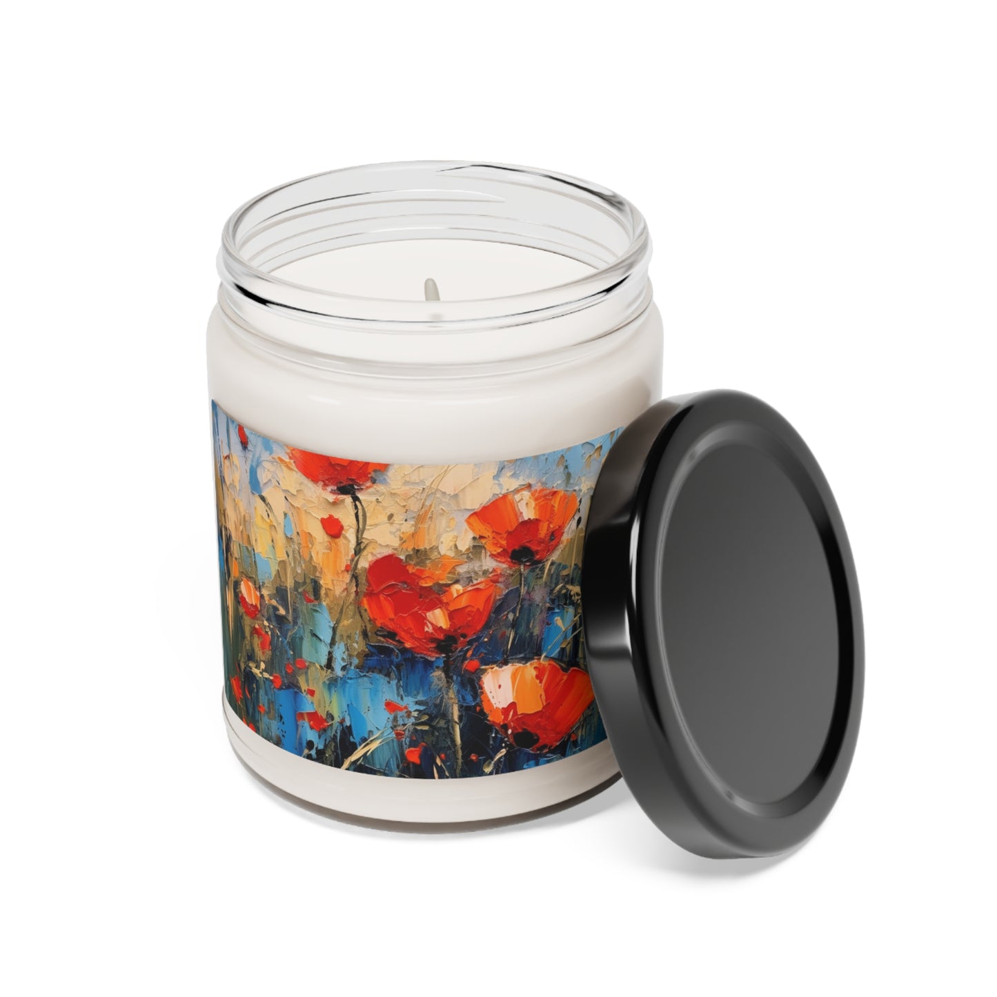 Scented Soy Candle Paradise: Abstract Poppy Artwork and Flower Drawings