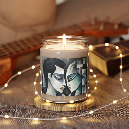 Scented Soy Candle with Cubist Art Finesse and Abstract Flair