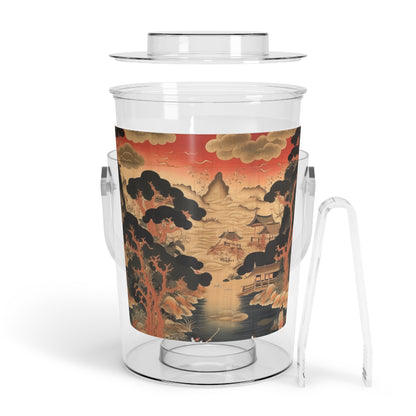 Custom Japanese Tapestry Ice Bucket with Tongs: Your Personalized Artistic Statement