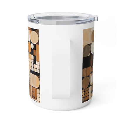 Earthy Elegance: Insulated Coffee Mug with Geometric Harmony