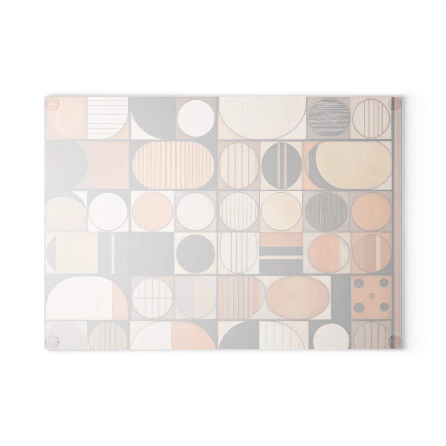 Organic Geometry: Glass Cutting Board with Earthy Palettes and Bold Block Prints