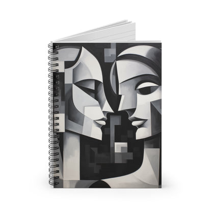 Abstract Backgrounds  Spiral Notebook: Cubist Inspirations in Striking Contrasts