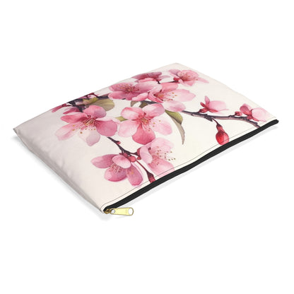 Artistic Flourish: Floral Watercolor Cherry Blossom Accessory Pouch