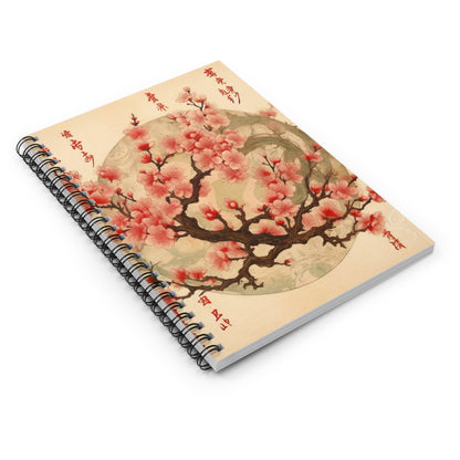 Whimsical Blossom Dreams: Spiral Notebook with Delightful Flower Drawings and Cherry Blossoms