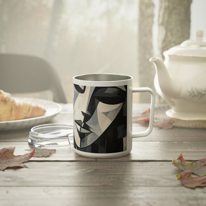 Abstract Oil Paint Insulated Coffee Mug: Cubist Artistry in a Portable Masterpiece