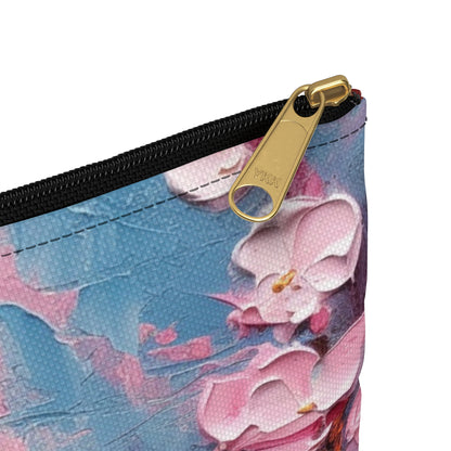 Accessory Pouch with Abstract Cherry Blossom Drawing: Embrace the Serenity