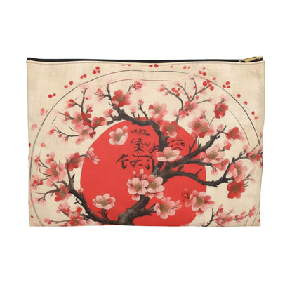 Nature's Brushstrokes: Accessory Pouch Featuring Captivating Cherry Blossom Drawings