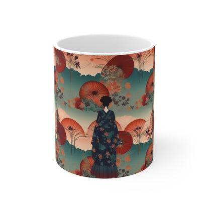 Ceramic Mug: Traditional Kimono Elegance - A Fusion of Culture and Style in Your Hands