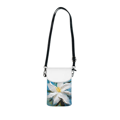 Ethereal Elegance: Small Cell Phone Wallet featuring an Abstract Oil Painting of Jasmine