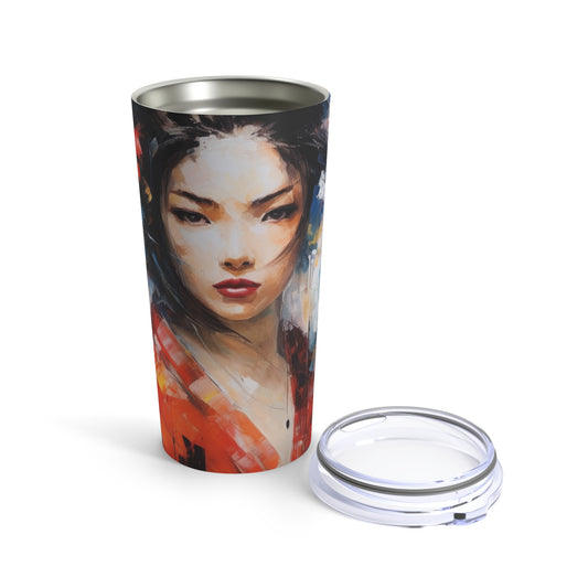 Abstract Geisha Art Tumbler: Captivating Brushstrokes in a Japanese Aesthetic