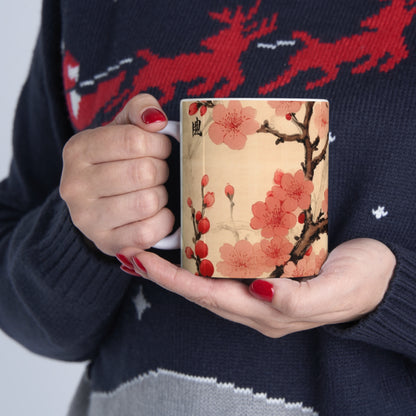 Nature's Artistry: Ceramic Mug Showcasing Delicate Flower Drawings