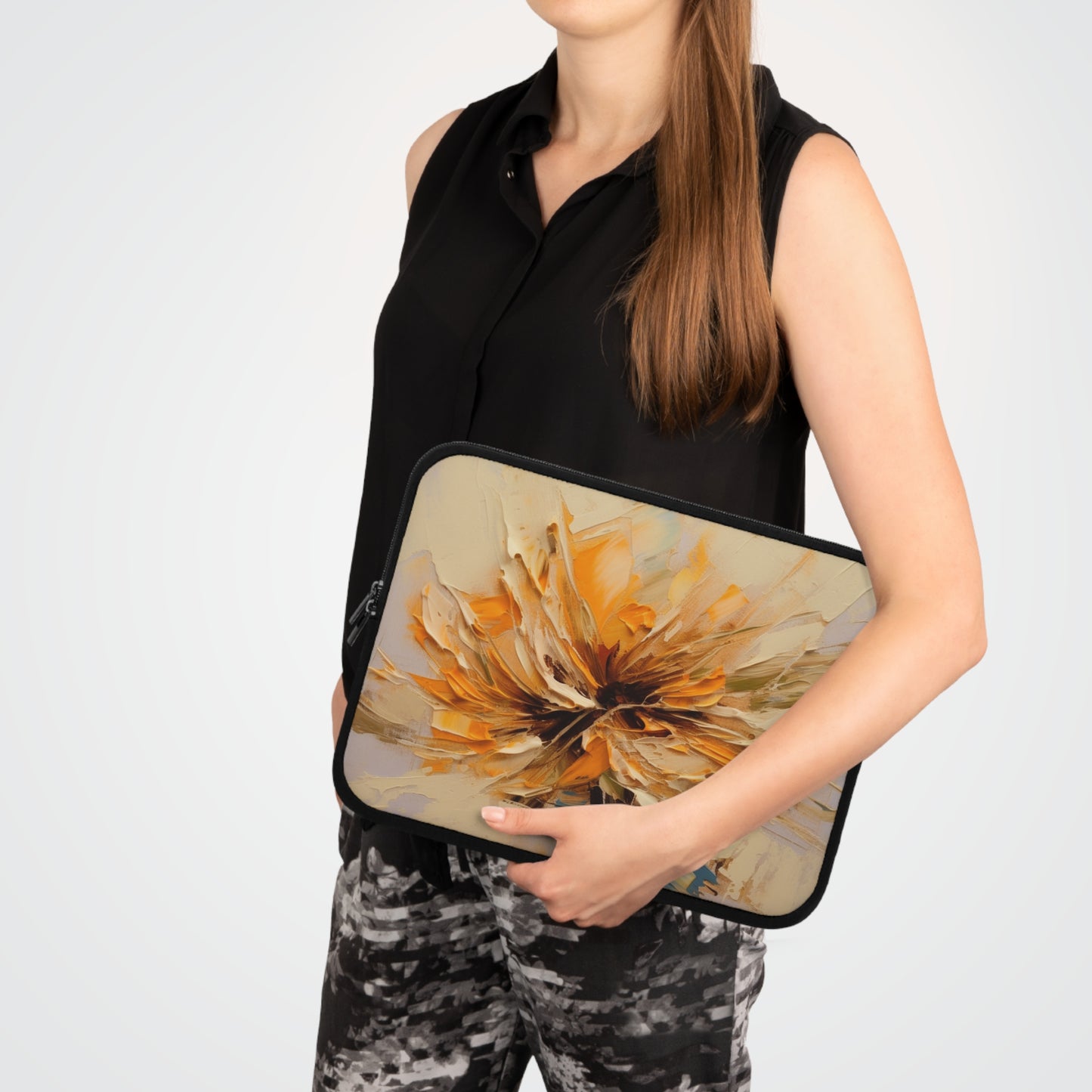 A Brush of Nature's Elegance: Laptop Sleeve for Artistic Flower Lovers