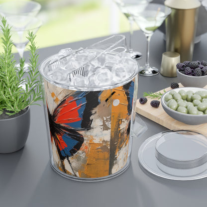 Bauhaus-Inspired Butterfly Wings: Ice Bucket with Tongs for Abstract Art Enthusiasts