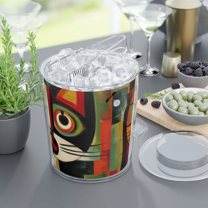 Picasso's Retro Gallery: Midcentury Modern Ice Bucket with Tongs with Vintage Fashion and Artistic Touch