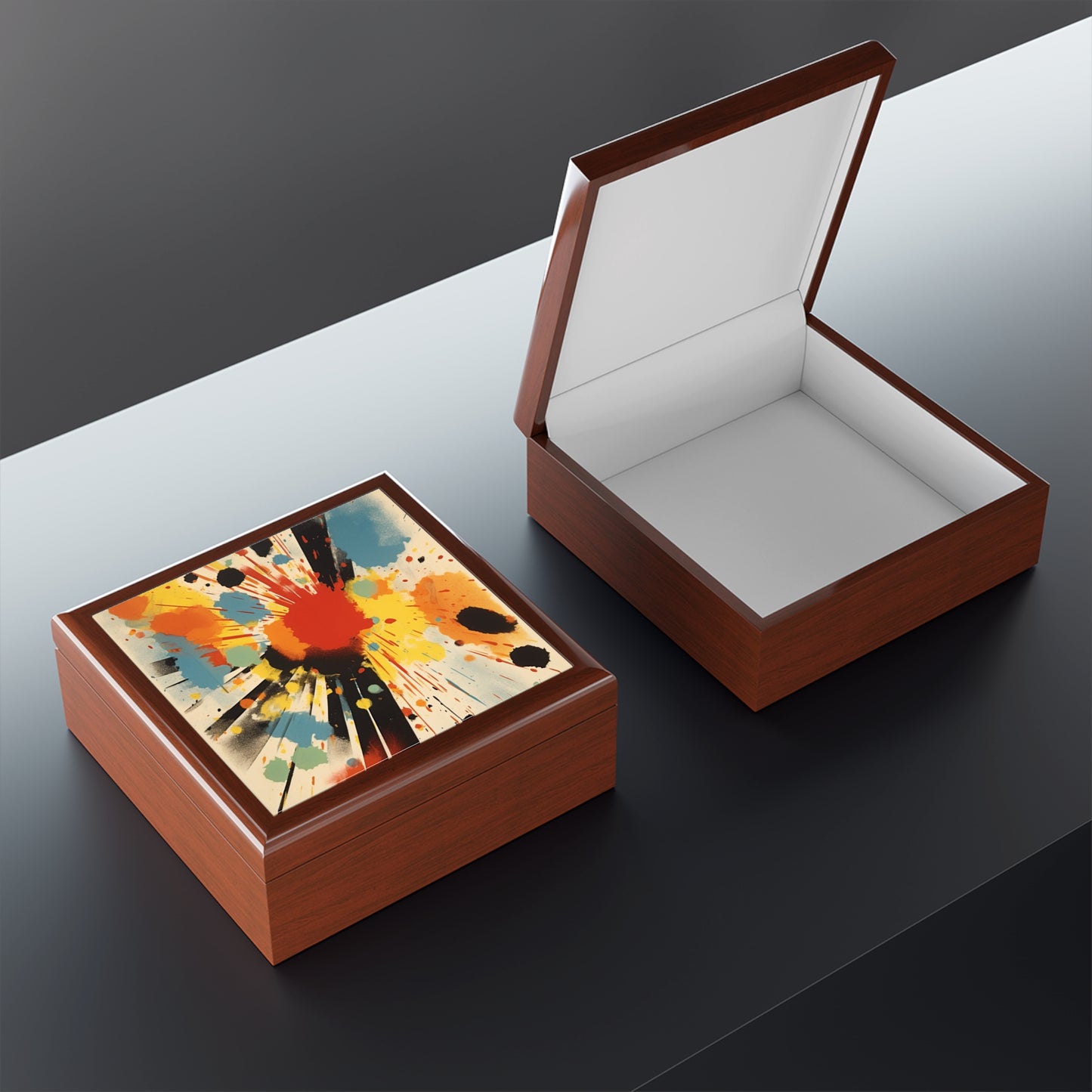 Luminous Brushwork Jewelry Box: Captivating Color Patches in Shape