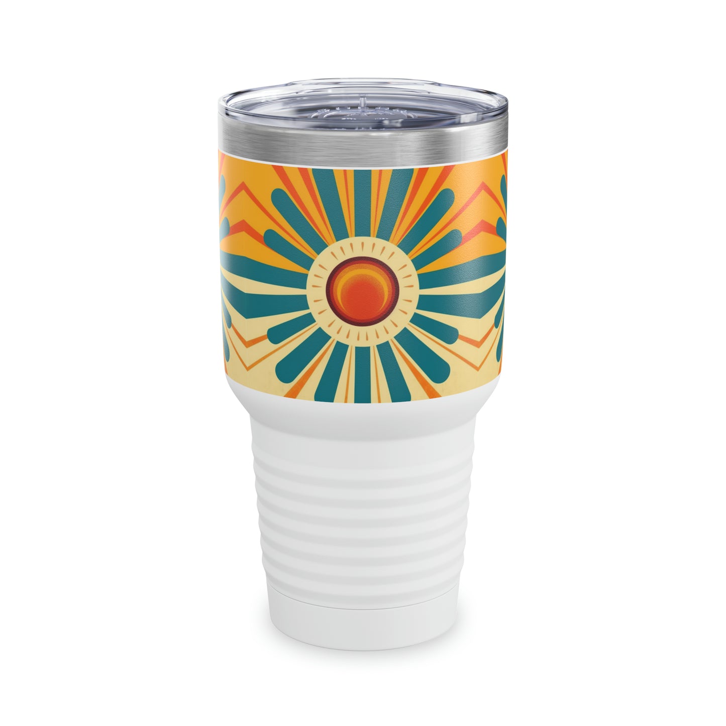 Midcentury Sunburst: Ringneck Tumbler with Radiant Sunbeam Design