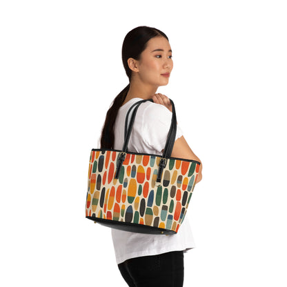 Artistic Fusion: Vibrant Shapes PU Leather Shoulder Bag