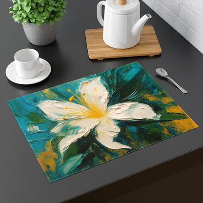 Floral Symphony: Placemat featuring an Abstract Oil Painting of Jasmine