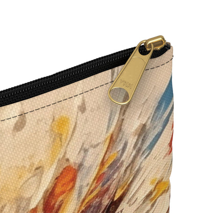 Poppy Symphony: Accessory Pouch with Abstract Floral Artwork