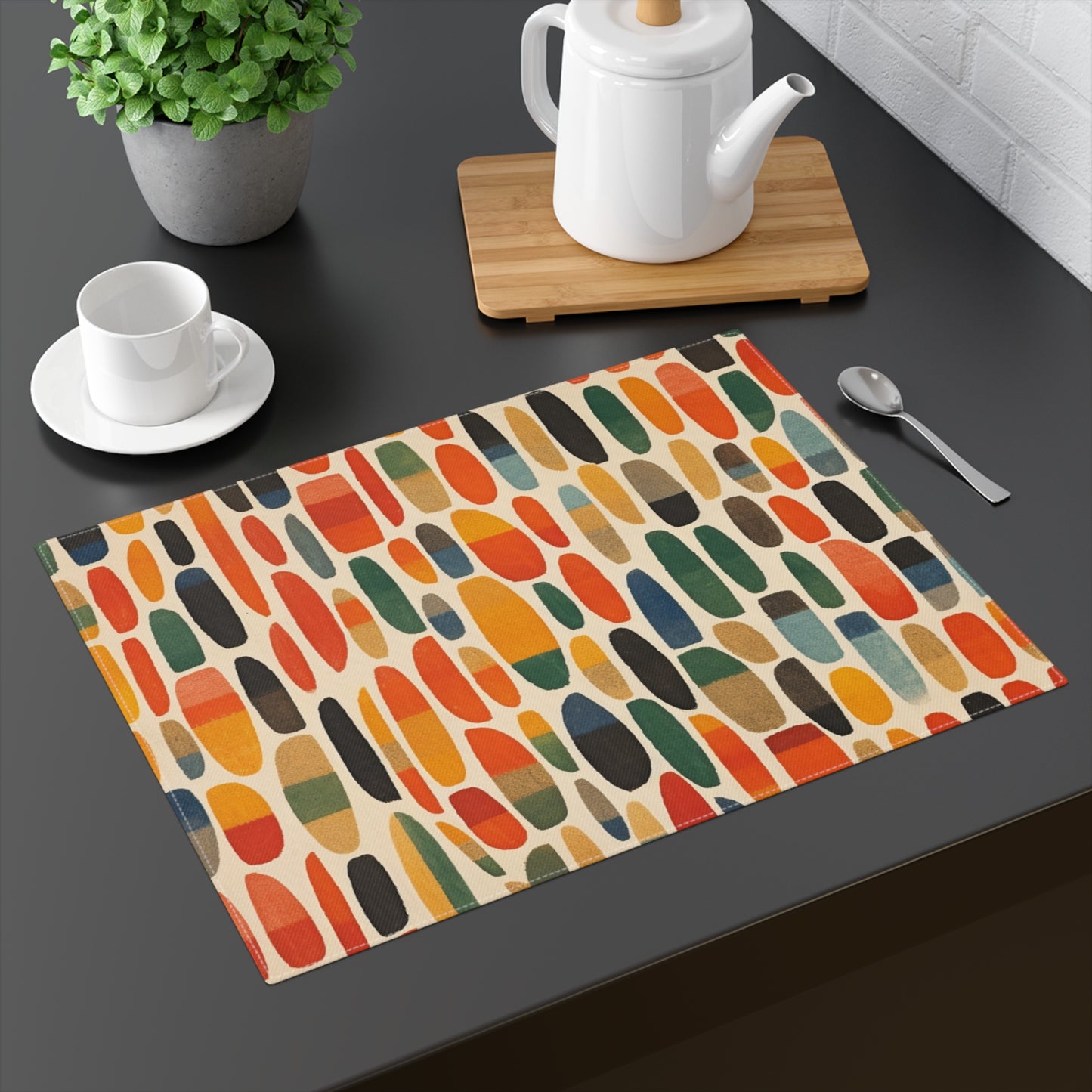 Shapes of Expression: Abstract Art Placemat in the Style of Ellsworth Kelly