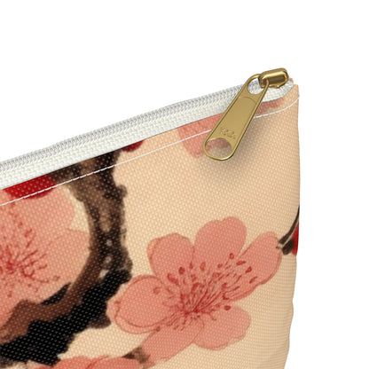 Floral Fusion: Accessory Pouch Merging Cherry Blossom Beauty and Artistic Flower Drawings