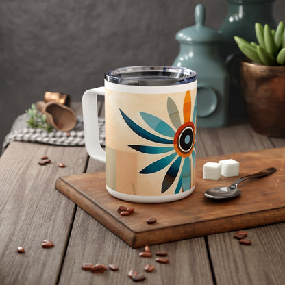 Midcentury Elegance: Vintage Fashion-Inspired Flower Drawings on Insulated Coffee Mug