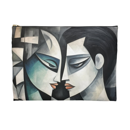 Accessory Pouch with Cubist Art: Finesse and Abstract Flair