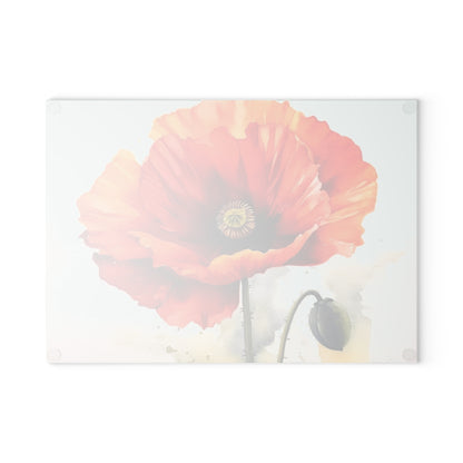 Stunning Poppy Flower Watercolor Glass Cutting Board: A Blossoming Experience