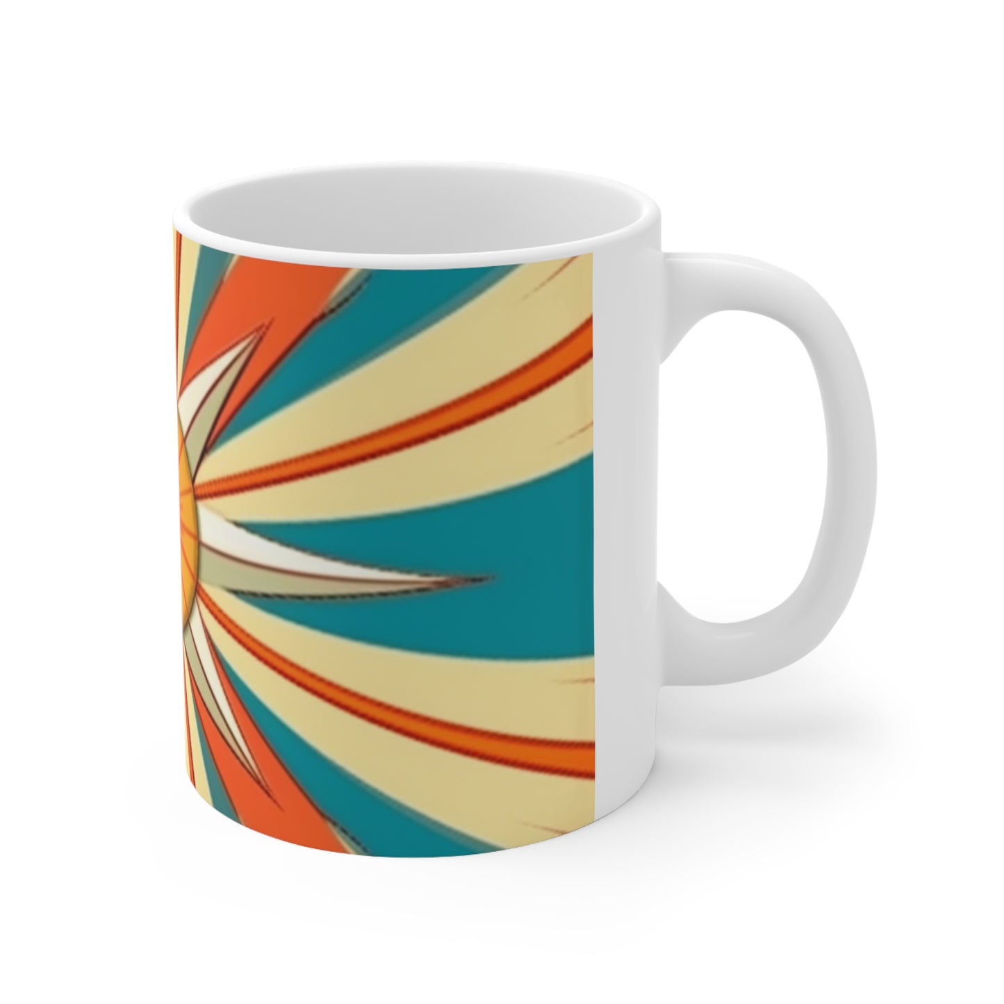 Midcentury Delight: Modern Abstract Art Mug with Starburst Candy Colored Accents for the Perfect Coffee Experience