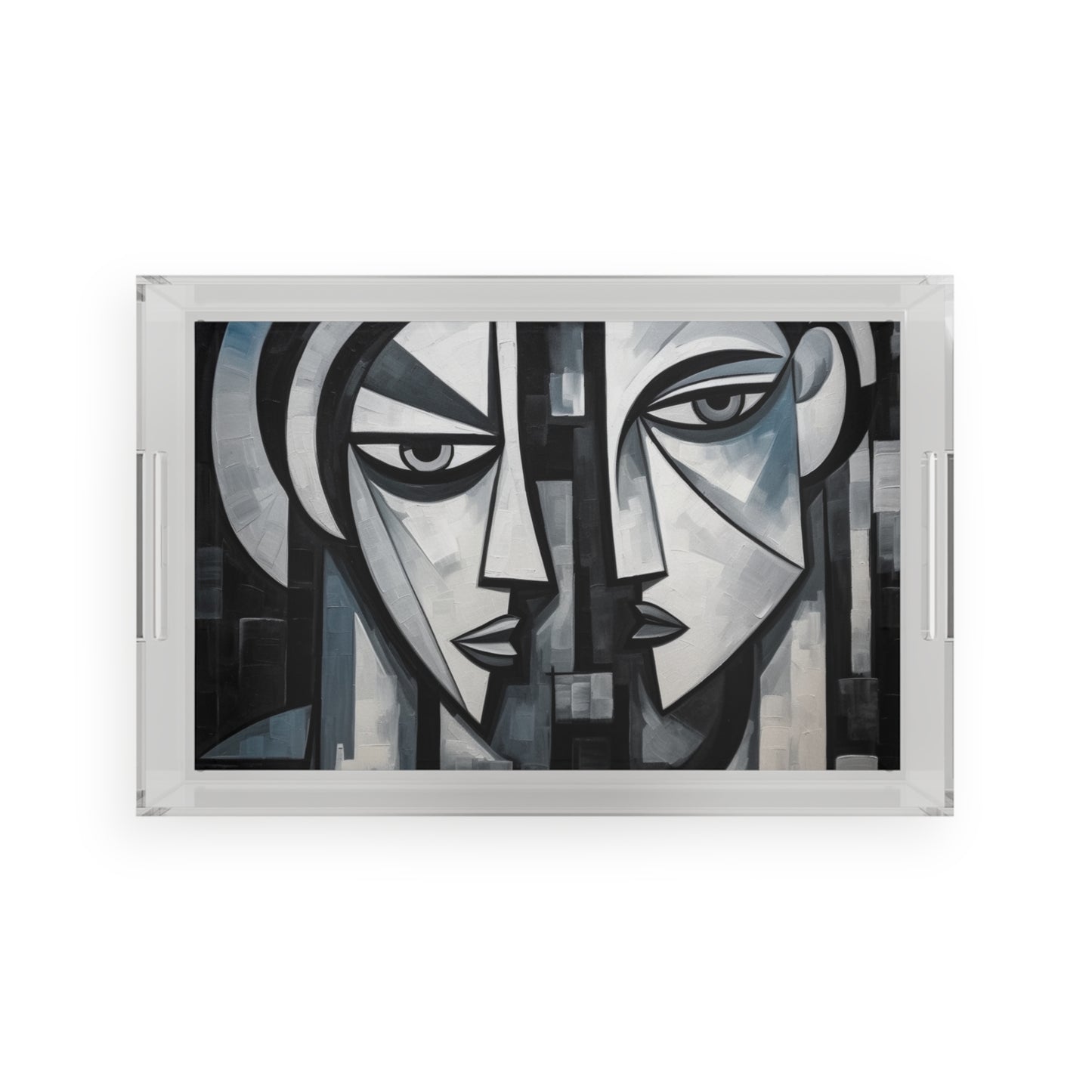 Cubist Paintings Acrylic Serving Tray: Captivating Brush Strokes