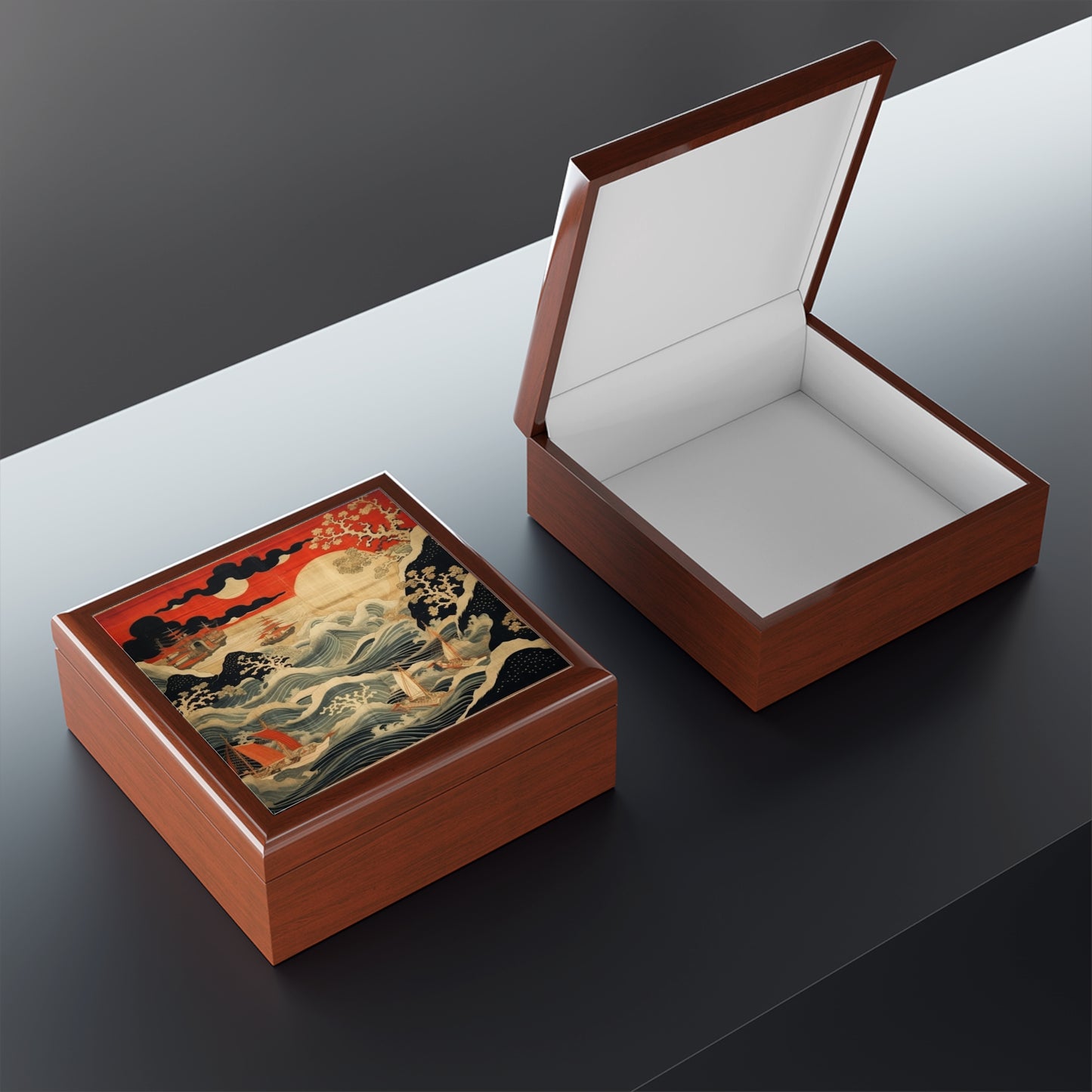 Artistic Fusion - Where Japanese Tapestry Meets the Perfect Jewelry Box