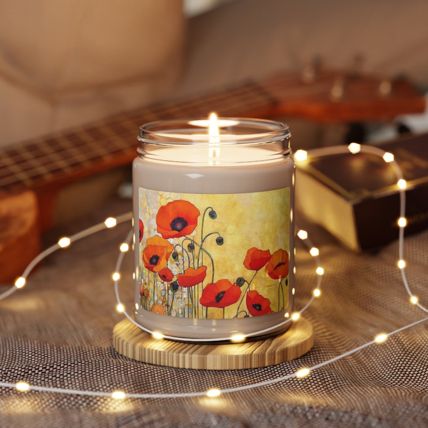 Elevate Your Style: Scented Soy Candle Adorned with Gustav Klimt's Poppies