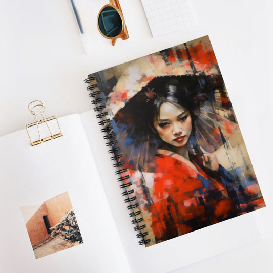 Geisha Abstract Oil Painting Spiral Notebook