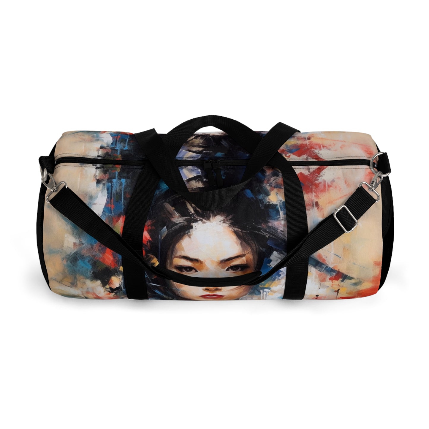 Abstract Geisha Art Duffel Bag: Captivating Brushstrokes in a Japanese Aesthetic