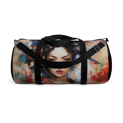 Abstract Geisha Art Duffel Bag: Captivating Brushstrokes in a Japanese Aesthetic