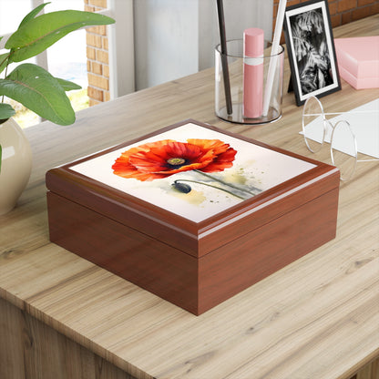 Stunning Poppy Flower Watercolor Jewelry Box: A Blossoming Experience