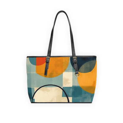 Geometric Timeless Beauty: Midcentury Modern PU Leather Shoulder Bag